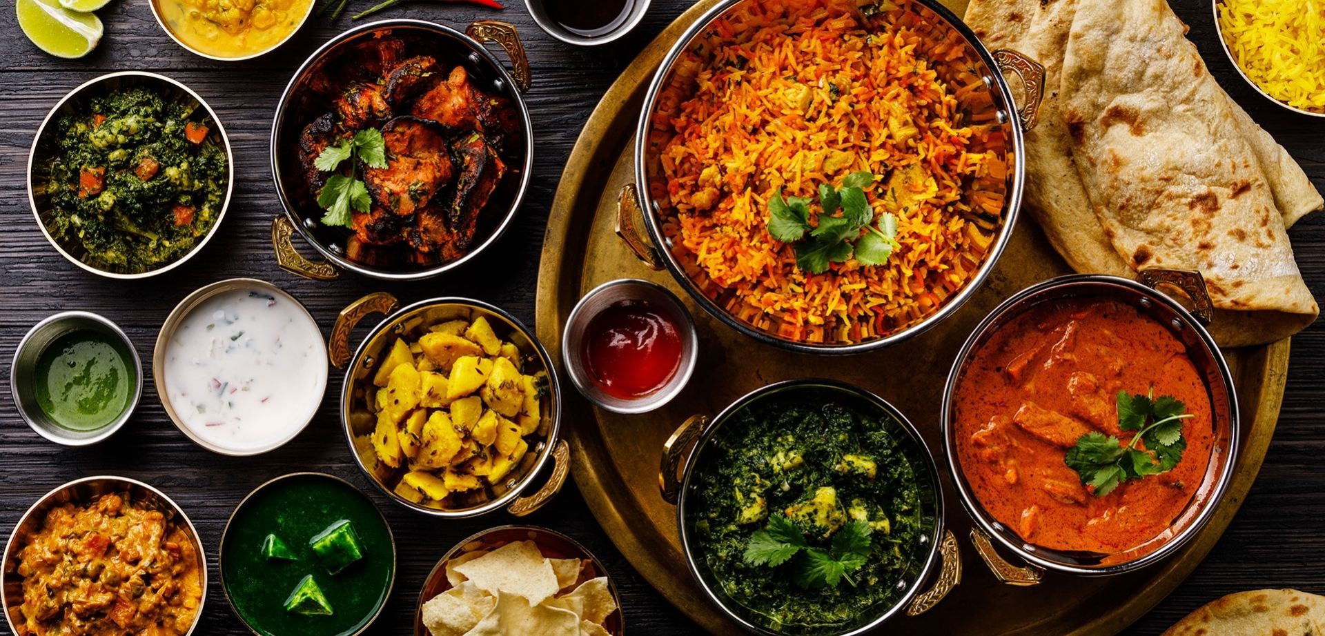 A spread of Indian food